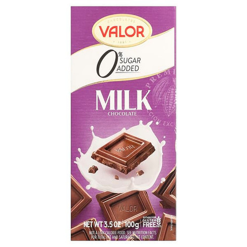 <img alt="Valor, Milk Chocolate, 0% Sugar Added, 3.5 oz (100 g)" title="Valor, Milk Chocolate, 0% Sugar Added, 3.5 oz (100 g),072247439677"