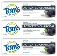 Toms of Maine Activated Charcoal Fluoride-Free Whitening Toothpaste Peppermint -- 4.7 oz Each / Pack of 3