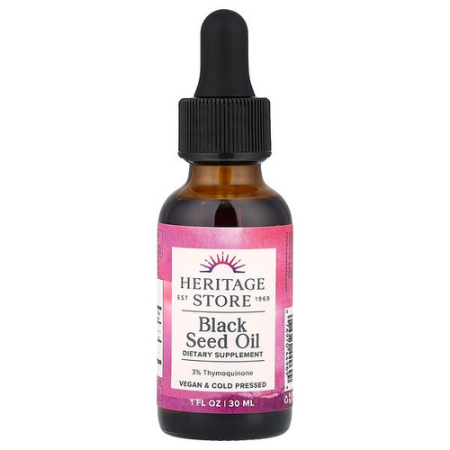<img alt="Heritage Store, Black Seed Oil, 1 fl oz (30 ml)" title="Heritage Store, Black Seed Oil, 1 fl oz (30 ml),076970449699"