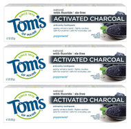 Toms of Maine Activated Charcoal Anticavity Toothpaste Peppermint -- 4.7 oz Each / Pack of 3