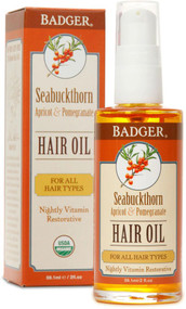 Badger Seabuckthorn Antioxidant Hair Oil Apricot & Pomegranate -- 2 fl oz
