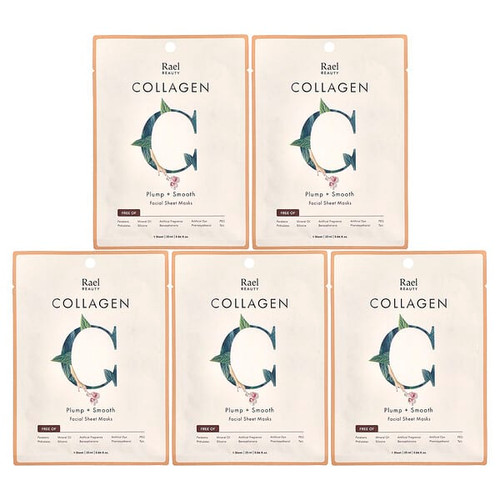 <img alt="Rael, Beauty, Collagen Facial Beauty Sheet Masks, 5 Sheets, 0.84 fl oz (25 ml) Each" title="Rael, Beauty, Collagen Facial Beauty Sheet Masks, 5 Sheets, 0.84 fl oz (25 ml) Each,810027130471"