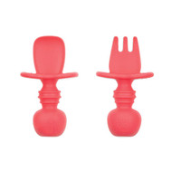 Bumkins Chewtensils Baby Spoon and Fork Set - Red -- 2 Pack