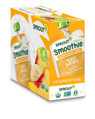 Sprout Organic Baby Food Smoothie Peach Banana with Yogurt Veggies & Flax Seed Toddler -- 4 oz Each / Pack of 6