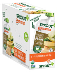 Sprout Organic Baby Food Market Vegetables Stage 3 Pears with Turkey -- 4 oz Each / Pack of 6