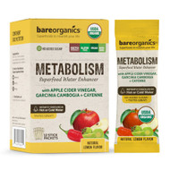 BareOrganics Metabolism Blend Superfood Water Enhancer Natural Lemon -- 12 Stick Packets