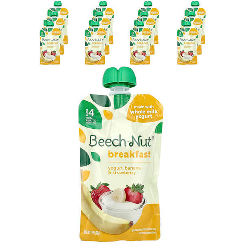 <img alt="Beech-Nut, Breakfast, 12+ Months, Yogurt, Banana & Strawberry, 12 Pouches, 3.5 oz (99 g) Each" title="Beech-Nut, Breakfast, 12+ Months, Yogurt, Banana & Strawberry, 12 Pouches, 3.5 oz (99 g) Each,10052200011062"