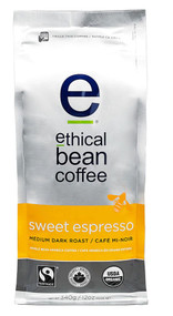 Ethical Bean Coffee Organic Whole Bean Medium Dark Roast Sweet Espresso -- 12 oz