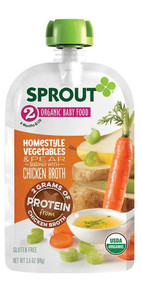 Sprout Organic Baby Food Homestyle Vegetables & Pear Seasoned with Chicken Broth Stage 2 -- 3.5 oz Each / Pack of 6
