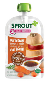 Sprout Organic Baby Food Butternut Carrot & Apple Seasoned with Beef Broth Stage 2 -- 3.5 oz Each / Pack of 6