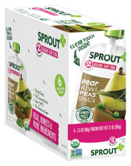 Sprout Organic Baby Food Pear Kiwi Peas Spinach Stage 2 -- 3.5 oz Each / Pack of 6