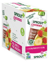 Sprout Organic Baby Food Strawberry Pear Banana Stage 2 -- 3.5 oz Each / Pack of 6