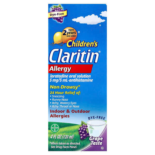 <img alt="Claritin, Childrens, Allergy, Ages 2 Years+, Grape, 4 fl oz (120 ml)" title="Claritin, Childrens, Allergy, Ages 2 Years+, Grape, 4 fl oz (120 ml),041100811028"