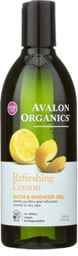 3 PACK of Avalon Organics Bath & Shower Gel Refreshing Lemon -- 12 fl oz