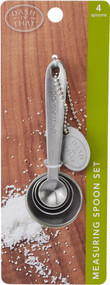 3 PACK of Dash of That Stainless Steel Measuring Spoon Set - Silver -- 4 Piece
