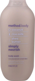 3 PACK of Method Body Wash Simply Nourish Coconut & Rice Milk & Shea Butter -- 18 fl oz