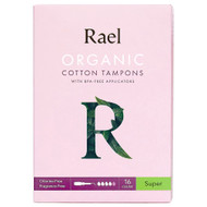 Rael Organic Cotton Tampons with BPA-Free Applicators Super -- 16 Tampons