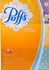 3 PACK of Puffs Non- Lotion White Facial Tissues -- 180 Tissues Each / Pack of 3