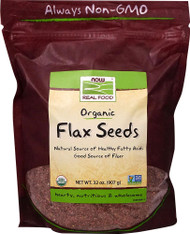 3 PACK of NOW Real Food Organic Flax Seeds -- 32 oz