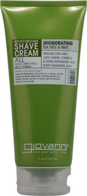 3 PACK of Giovanni Moisturizing Shave Cream All Skin Types Refreshing Invigorating Tea Tree & Mint -- 7 fl oz