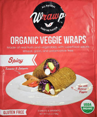 3 PACK of WrawP Organic Veggie Wraps - Spicy Turmeric & Jalapeno -- 3 Wraps
