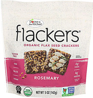 3 PACK of Doc In The Kitchen Flackers Organic Flax Seed Crackers Rosemary -- 5 oz