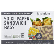 <img alt="Lunchskins, XL Paper Sandwich Bags With Resealable Stickers, 50 Count" title="Lunchskins, XL Paper Sandwich Bags With Resealable Stickers, 50 Count,860000586764"