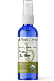 3 PACK of Brittanies Thyme Organic Hand Sanitizer Lemongrass & Peppermint -- 2 oz