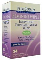 3 PACK of Puretouch Feminine Wipes Flushable -- 24 Wipes