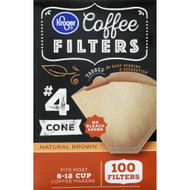 3 PACK of Kroger Cone Coffee Filters No. 4 for 8-12 Cup Coffee Makers Natural Brown -- 100 Filters