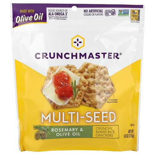 <img alt="Crunchmaster, Multi-Seed, Crunchy, Baked Rice Crackers, Rosemary & Olive Oil, 4 oz (113 g)" title="Crunchmaster, Multi-Seed, Crunchy, Baked Rice Crackers, Rosemary & Olive Oil, 4 oz (113 g),879890001967"