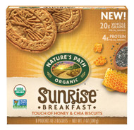 3 PACK of Natures Path Organic Sunrise Breakfast Biscuits Honey Chia -- 8 Pouches