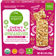 3 PACK of Simple Truth Organic Chewy Granola Cashew & Sunflower Butter Granola Bars Vanilla Chip -- 5 Bars
