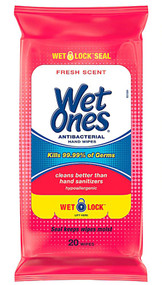 3 PACK of Wet Ones Antibacterial Hand Wipes - Fresh Scent -- 20 Wipes