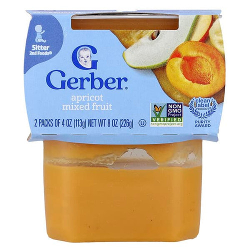 <img alt="3 PACK of Gerber, Baby Food, 2nd Foods, Apricot Mixed Fruit, 2 Packs, 4 oz (113 g) Each" title="3 PACK of Gerber, Baby Food, 2nd Foods, Apricot Mixed Fruit, 2 Packs, 4 oz (113 g) Each,015000076696"