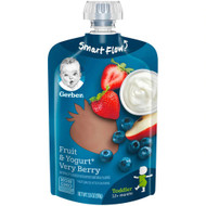 3 PACK of Gerber Smart Flow Toddler Pouch Fruit & Yogurt Very Berry -- 3.5 oz
