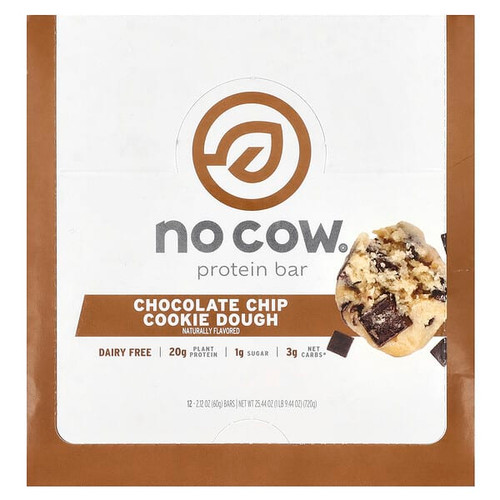 <img alt="No Cow, Protein Bar, Chocolate Chip Cookie Dough, 12 Bars, 2.12 oz (60 g) Each" title="No Cow, Protein Bar, Chocolate Chip Cookie Dough, 12 Bars, 2.12 oz (60 g) Each,852346005979"