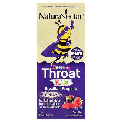 <img alt="NaturaNectar, Bee Hero Throat Kids, Brazilian Propolis Spray, Berry Blast, 30 ml" title="NaturaNectar, Bee Hero Throat Kids, Brazilian Propolis Spray, Berry Blast, 30 ml,837654326497"