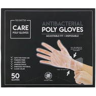 3 PACK OF Kosette, Antibacterial Poly Gloves, Adjustable Fit + Disposable, 50 Gloves