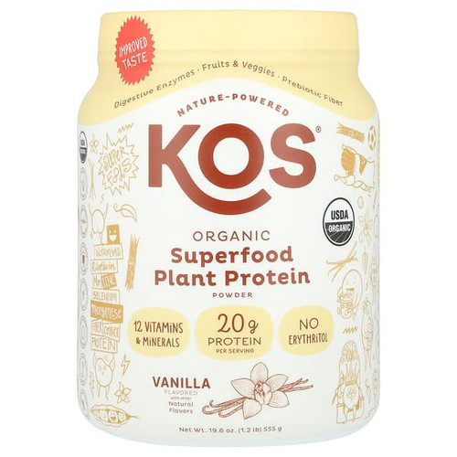 <img alt="KOS, Organic Superfood Plant Protein Powder, Vanilla, 1.2 lb (555 g)" title="KOS, Organic Superfood Plant Protein Powder, Vanilla, 1.2 lb (555 g),850000503700"