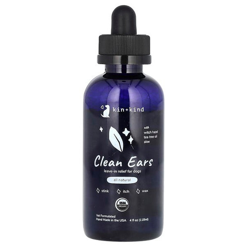 <img alt="Kin+Kind, Clean Ears, Leave-In Relief for Dogs, 4 fl oz (118 ml)" title="Kin+Kind, Clean Ears, Leave-In Relief for Dogs, 4 fl oz (118 ml),854362006060"