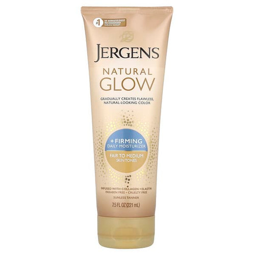 <img alt="Jergens, Natural Glow, Firming Daily Moisturizer, Sunless Tanner, Fair to Medium,  7.5 fl oz (221 ml)" title="Jergens, Natural Glow, Firming Daily Moisturizer, Sunless Tanner, Fair to Medium,  7.5 fl oz (221 ml),019100118379"