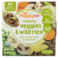 3 PACK OF Happy Family Organics, Happy Tot, 12+ Months, Organic Veggies & Wild Rice with Mushrooms & Parmesan,  4.5 oz (128 g)