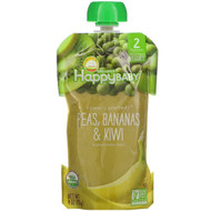 3 PACK OF Happy Family Organics, Happy Baby, Organic Baby Food, Stage 2, 6+ Months, Peas, Bananas & Kiwi,  4 oz (113 g)