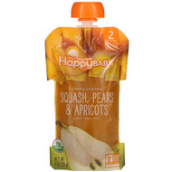 3 PACK OF Happy Family Organics, Happy Baby, Organic Baby Food, Stage 2, 6 + Months,  Squash, Pears & Apricots, 4 oz (113 g)