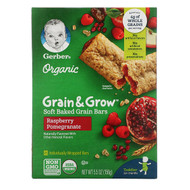 3 PACK OF Gerber, Organic, Grain & Grow, Soft Baked Grain Bars, 12+ Months, Raspberry Pomegranate, 8 Individually Wrapped Bars
