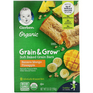 3 PACK OF Gerber, Organic, Grain & Grow, Soft Baked Grain Bars, 12+ Months, Banana Mango Pineapple, 8 Bars, 19 g Each