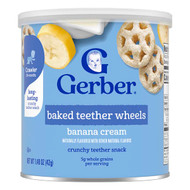 <img alt="Gerber, Baked Teether Wheels, 10+ Months, Banana Cream, 1.48 oz (42 g)" title="Gerber, Baked Teether Wheels, 10+ Months, Banana Cream, 1.48 oz (42 g),015000049614"
