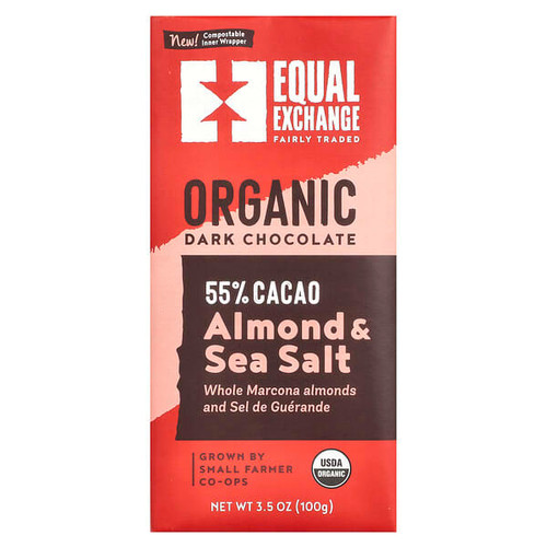 <img alt="Equal Exchange, Organic Dark Chocolate, Almond & Sea Salt, 3.5 oz (100 g)" title="Equal Exchange, Organic Dark Chocolate, Almond & Sea Salt, 3.5 oz (100 g),745998990642"