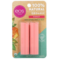 3 PACK OF EOS, 100% Natural Shea Lip Balm, Honey, 2 Pack, 0.14 oz (4 g) Each